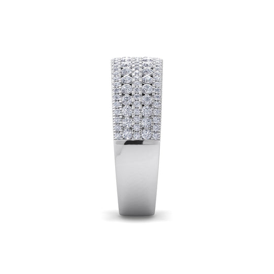 Multi-row ring in white gold with white diamonds of 1.03 ct in weight