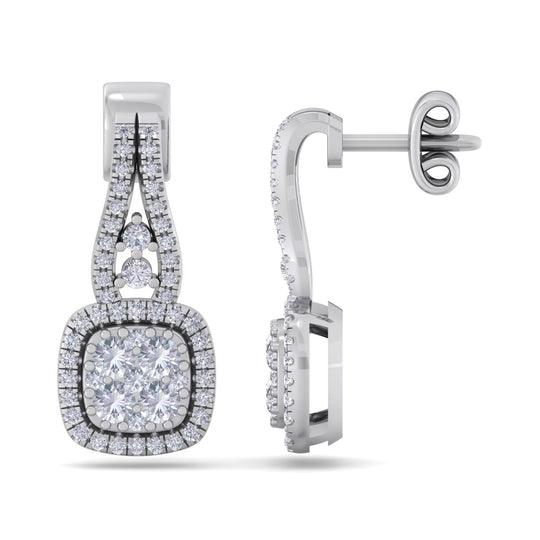 Square earrings in yellow gold with white diamonds of 0.73 ct in weight - HER DIAMONDS®