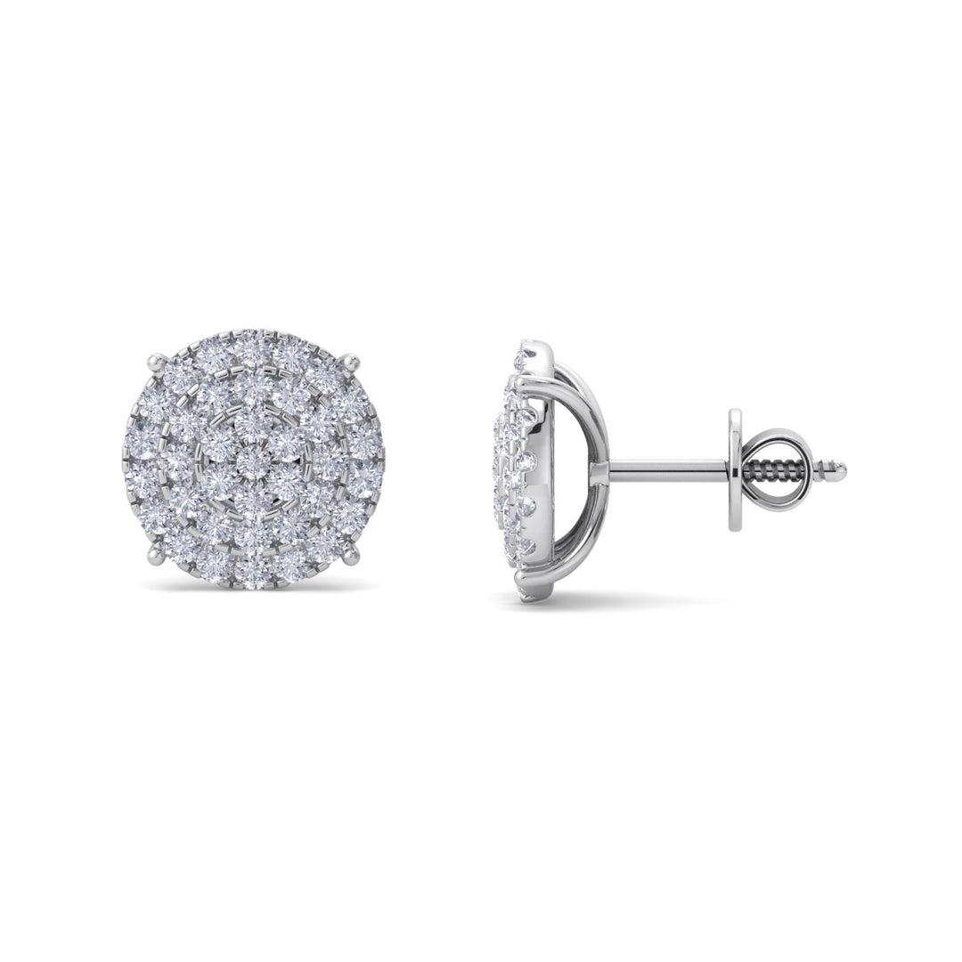 Round diamond stud earring in rose gold with round white diamonds of 1.11 ct in weight - HER DIAMONDS®