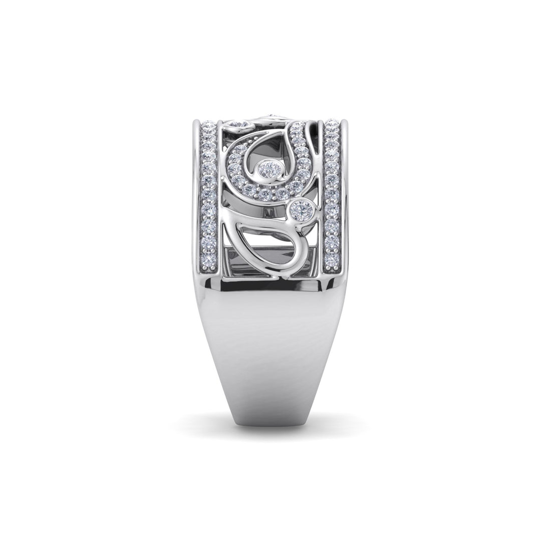 Wide ring in white gold with white diamonds of 0.48 ct in weight