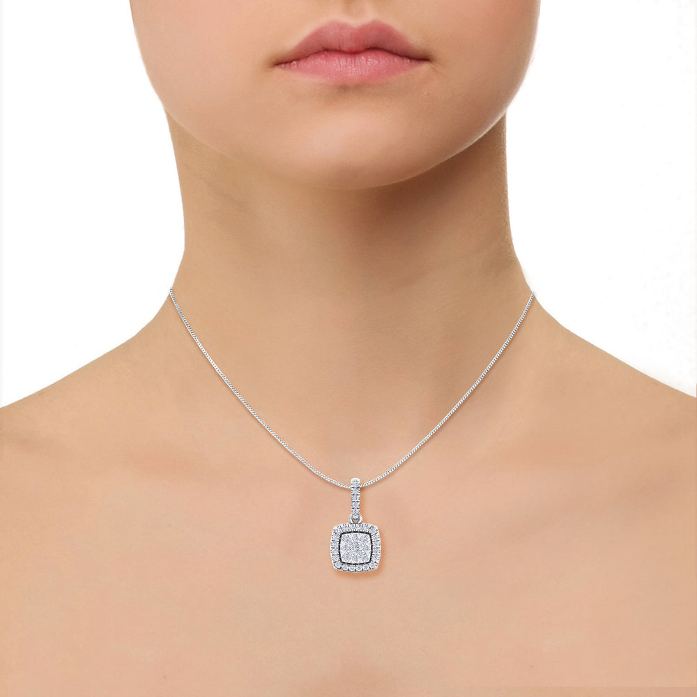 Classic square pendant in white gold with white diamonds of 0.35 ct in weight - HER DIAMONDS®