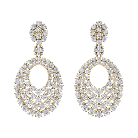 Classic earrings in yellow gold with white diamonds of 5.40 ct in weight