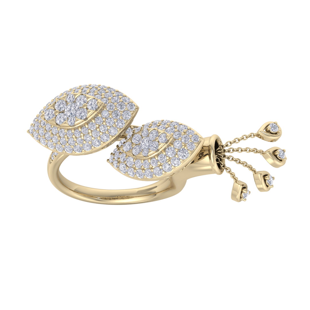 Diamond ring in yellow gold with white diamonds of 1.73 ct in weight