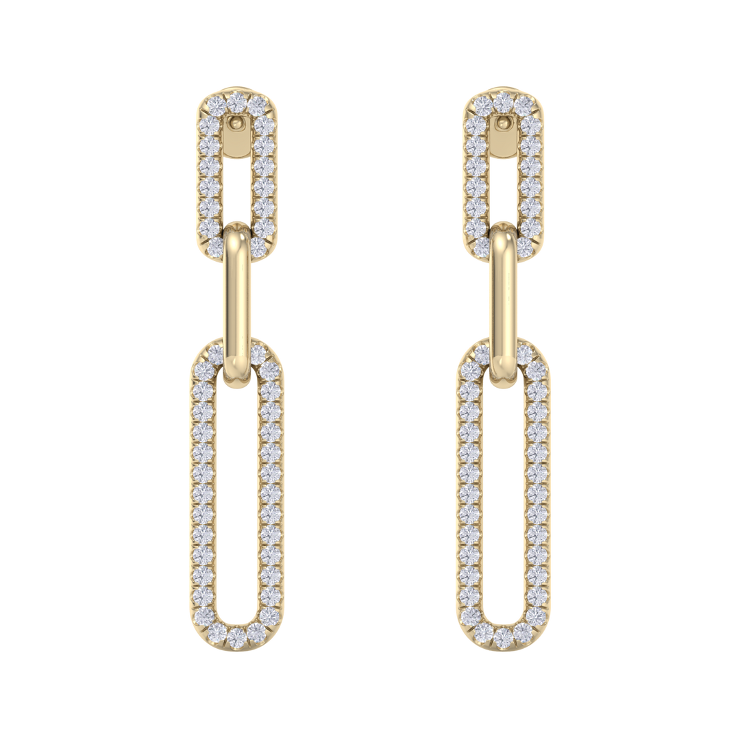 Diamond chain link earrings in white gold with white diamonds of 0.40 ct in weight