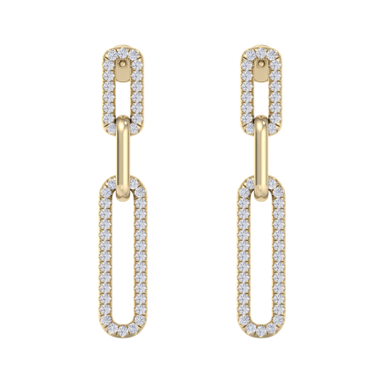 Diamond chain link earrings in white gold with white diamonds of 0.40 ct in weight