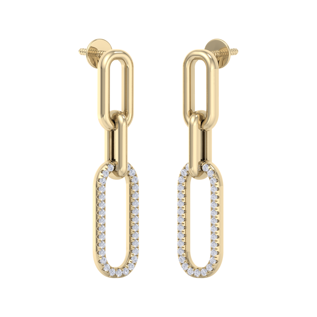 Diamond chain link earrings in rose gold with white diamonds of 0.25 ct in weight