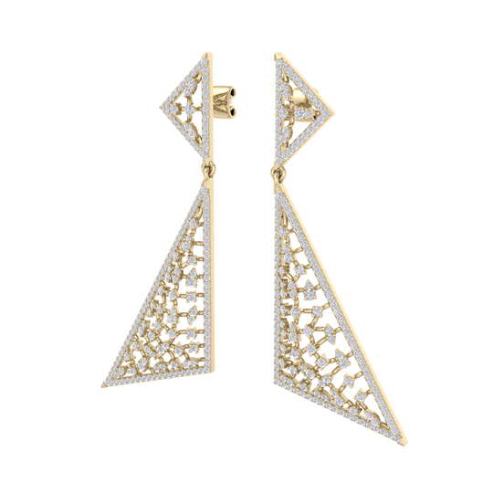 Drop earrings in yellow gold with white diamonds of 1.98 ct in weight