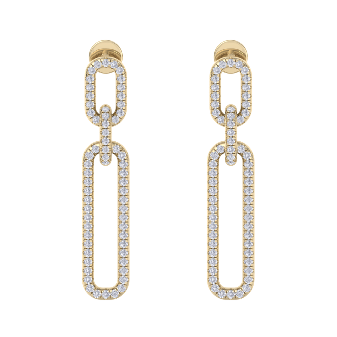 Diamond chain link earrings in yellow gold with white diamonds of 0.50 ct in weight