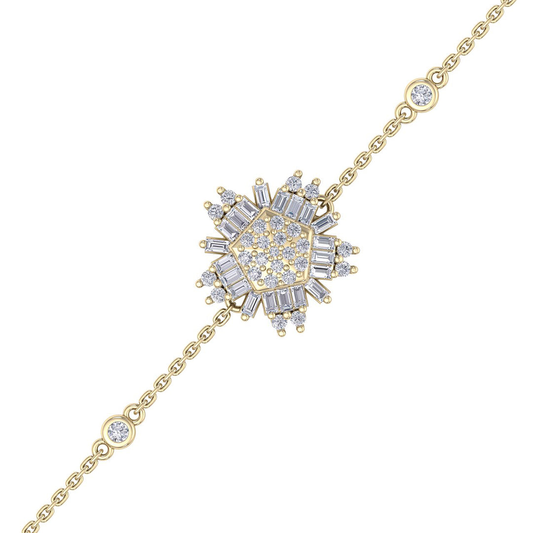Snowflake shaped bracelet in yellow gold with white diamonds of 0.31 ct in weight - HER DIAMONDS®