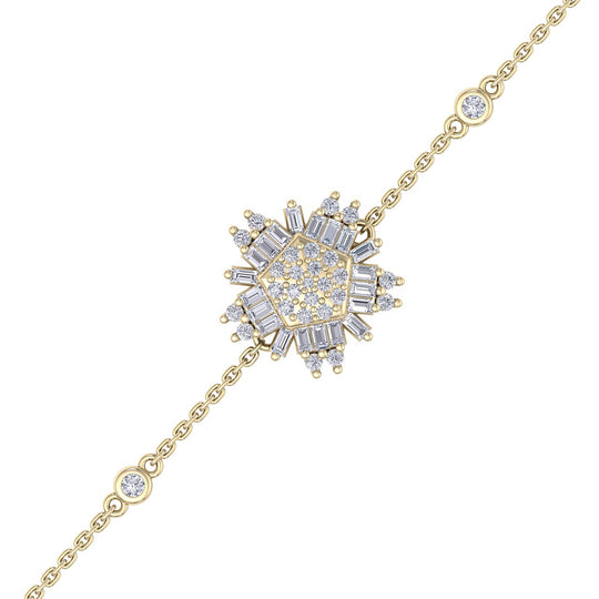 Snowflake shaped bracelet in yellow gold with white diamonds of 0.31 ct in weight - HER DIAMONDS®