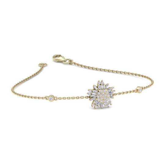 Snowflake shaped bracelet in yellow gold with white diamonds of 0.31 ct in weight - HER DIAMONDS®