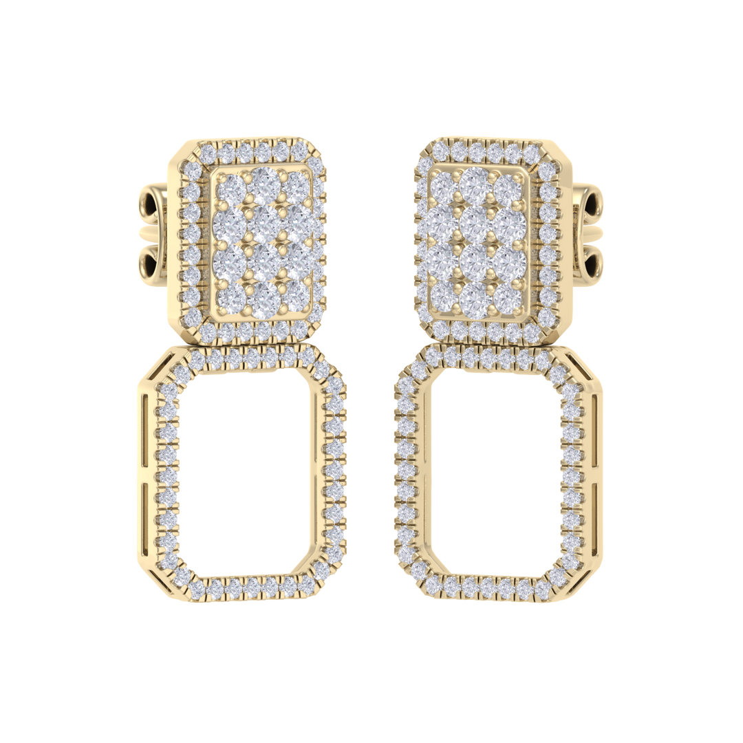 3 in 1 earrings in yellow gold with white diamonds of 0.97 ct in weight