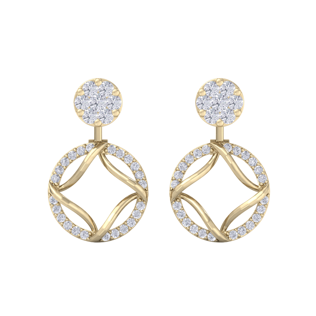 Drop earrings in yellow gold with white diamonds of 1.14 ct in weight