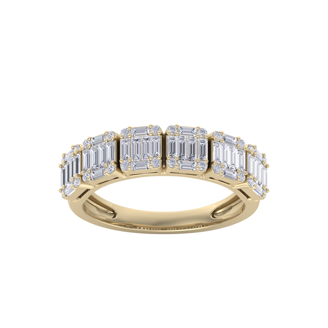 Baguette half eternity ring in yellow gold with white diamonds of 2.28 ct in weight