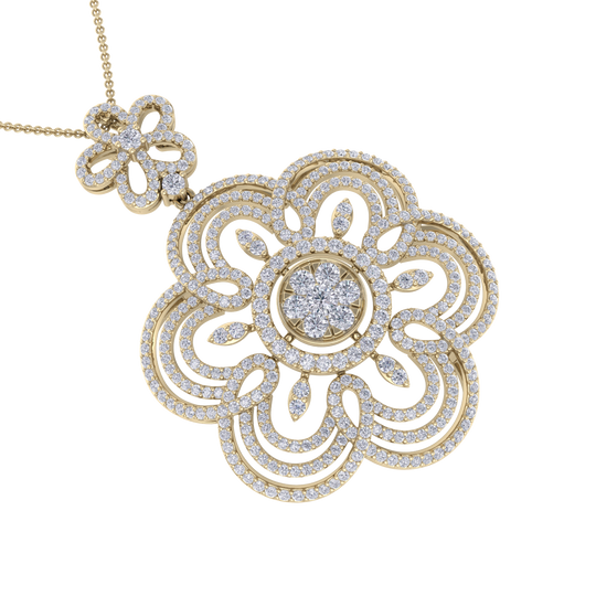 Flower Pendant in rose gold with white diamonds of 2.43 ct in weight