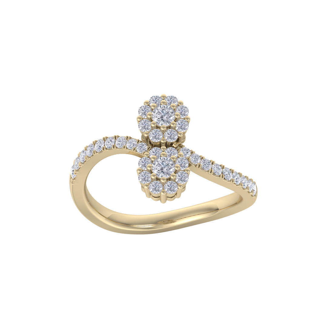 Diamond ring in yellow gold with white diamonds of 0.53 ct in weight