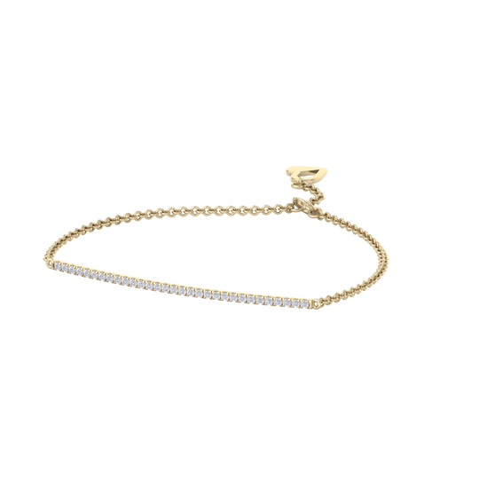 Small bar diamond bracelet in yellow gold with white diamonds of 0.11 ct in weight
