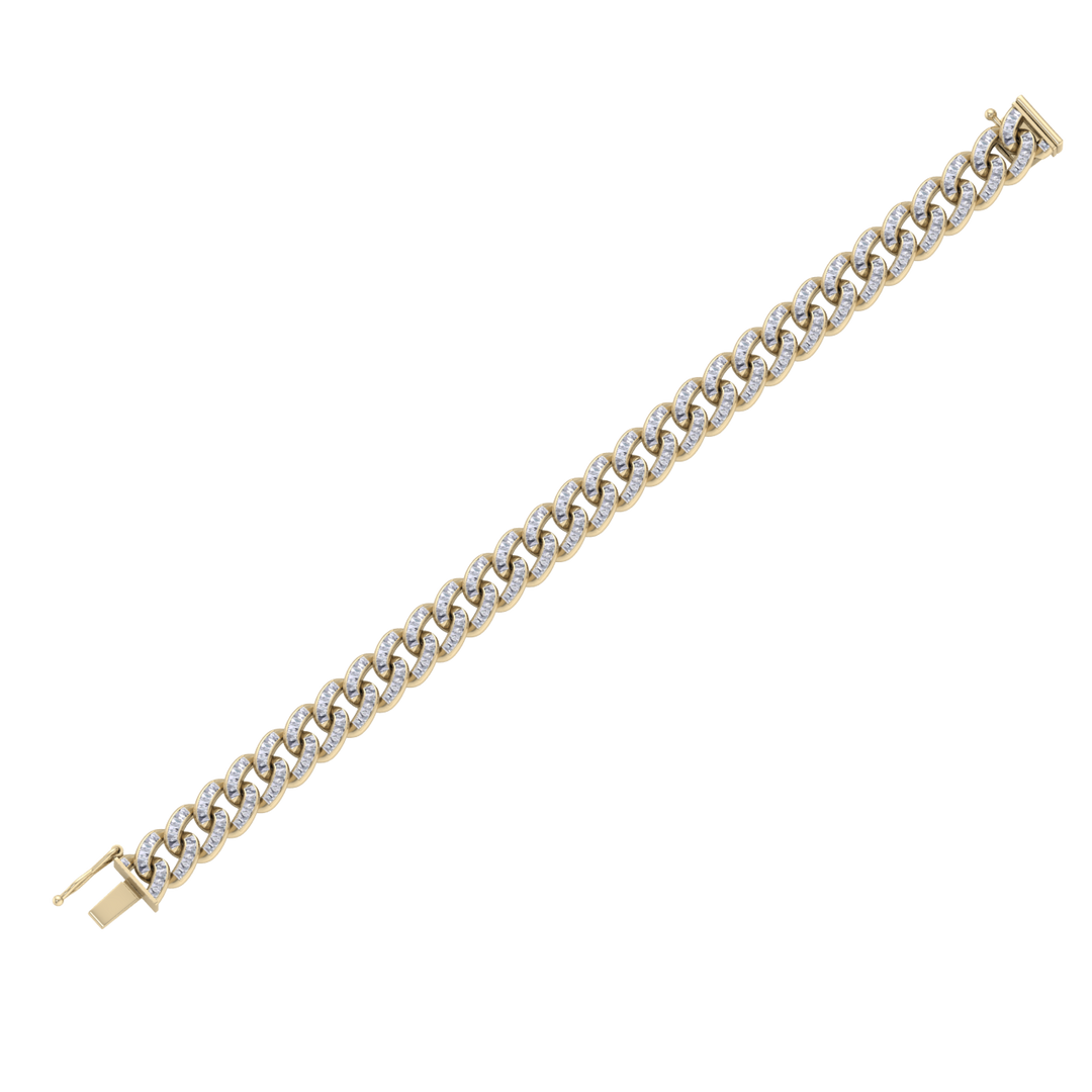 Tapper diamond curb chain link bracelet in white gold with white diamonds of 2.70 ct in weight