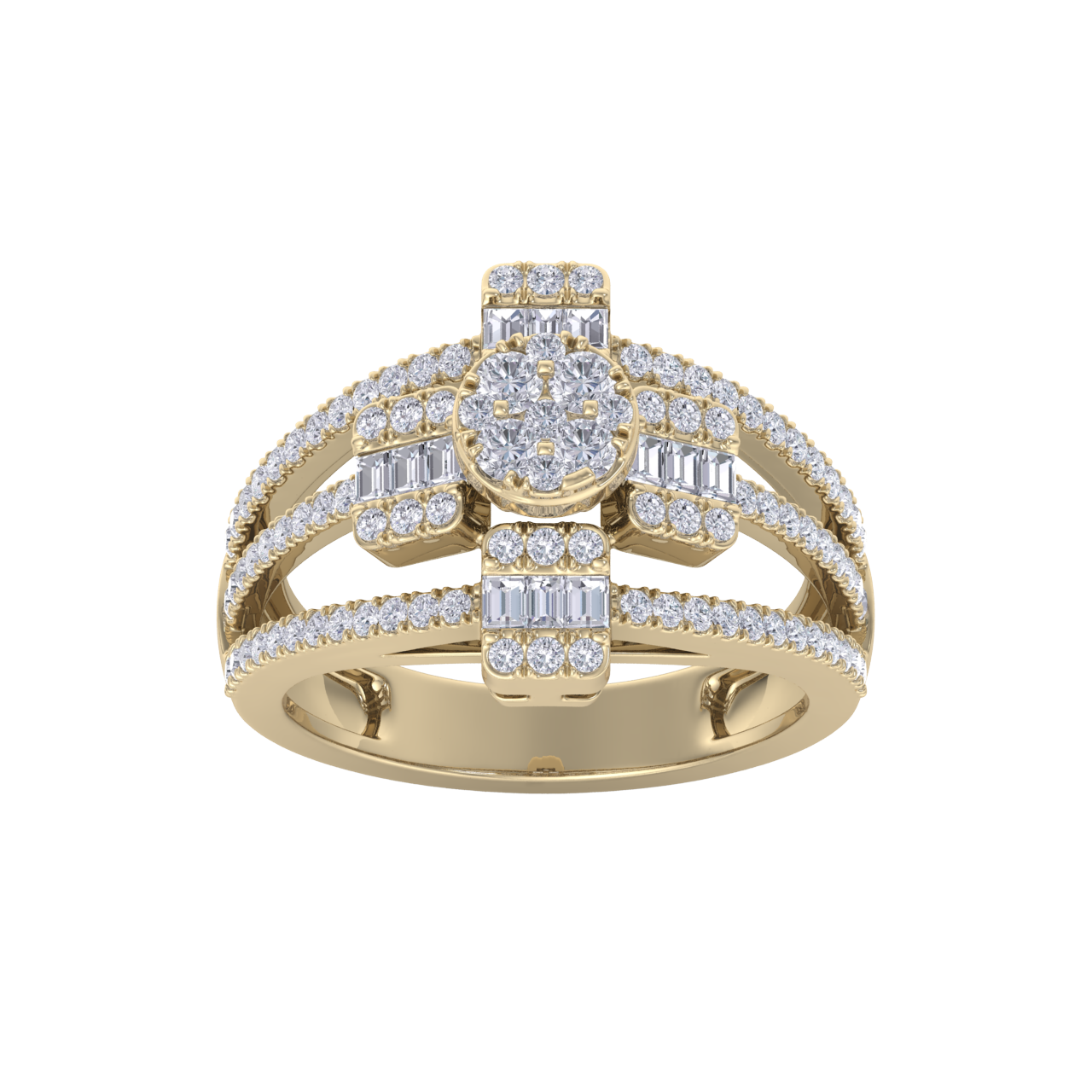 Beautiful ring in yellow gold with white diamonds of 0.91 ct in weight