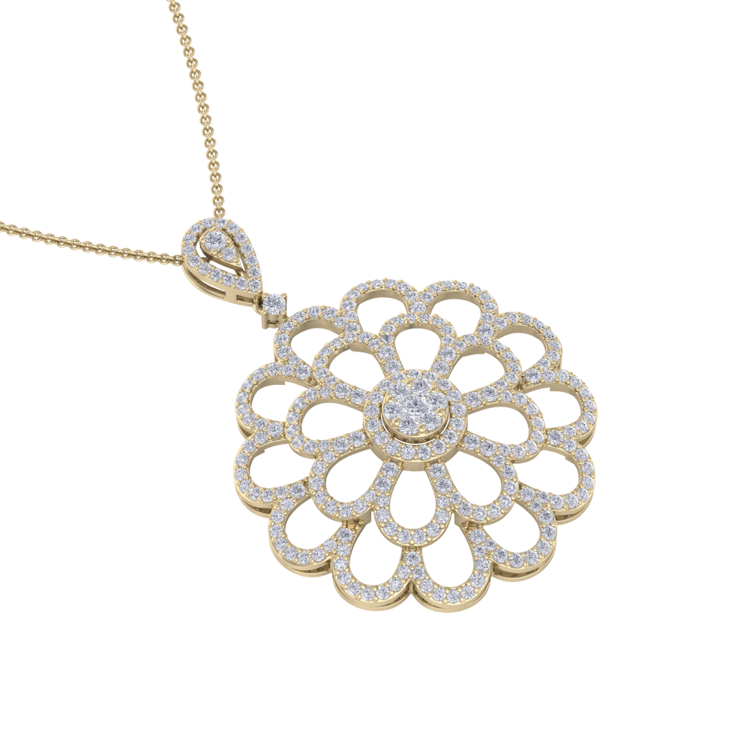Flower Pendant in white gold with white diamonds of 2.38 ct in weight