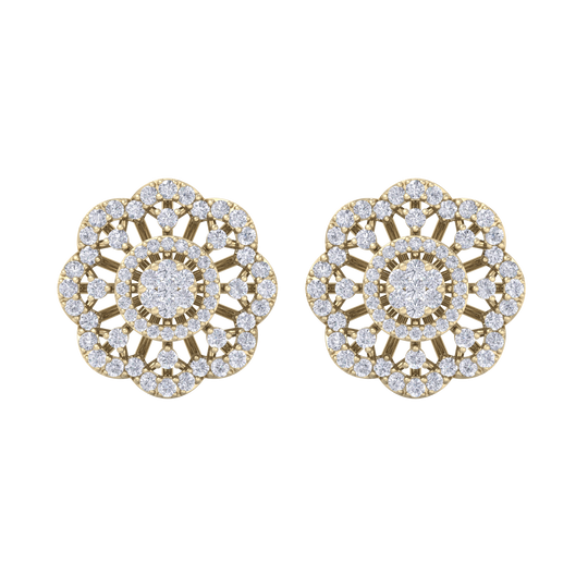 Stud earrings in white gold with white diamonds of 1.14 ct in weight