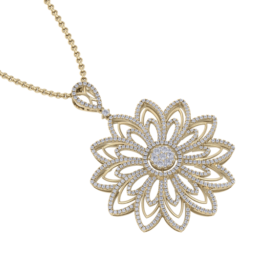 Diamond flower pendant in white gold with white diamonds of 3.35 ct in weight