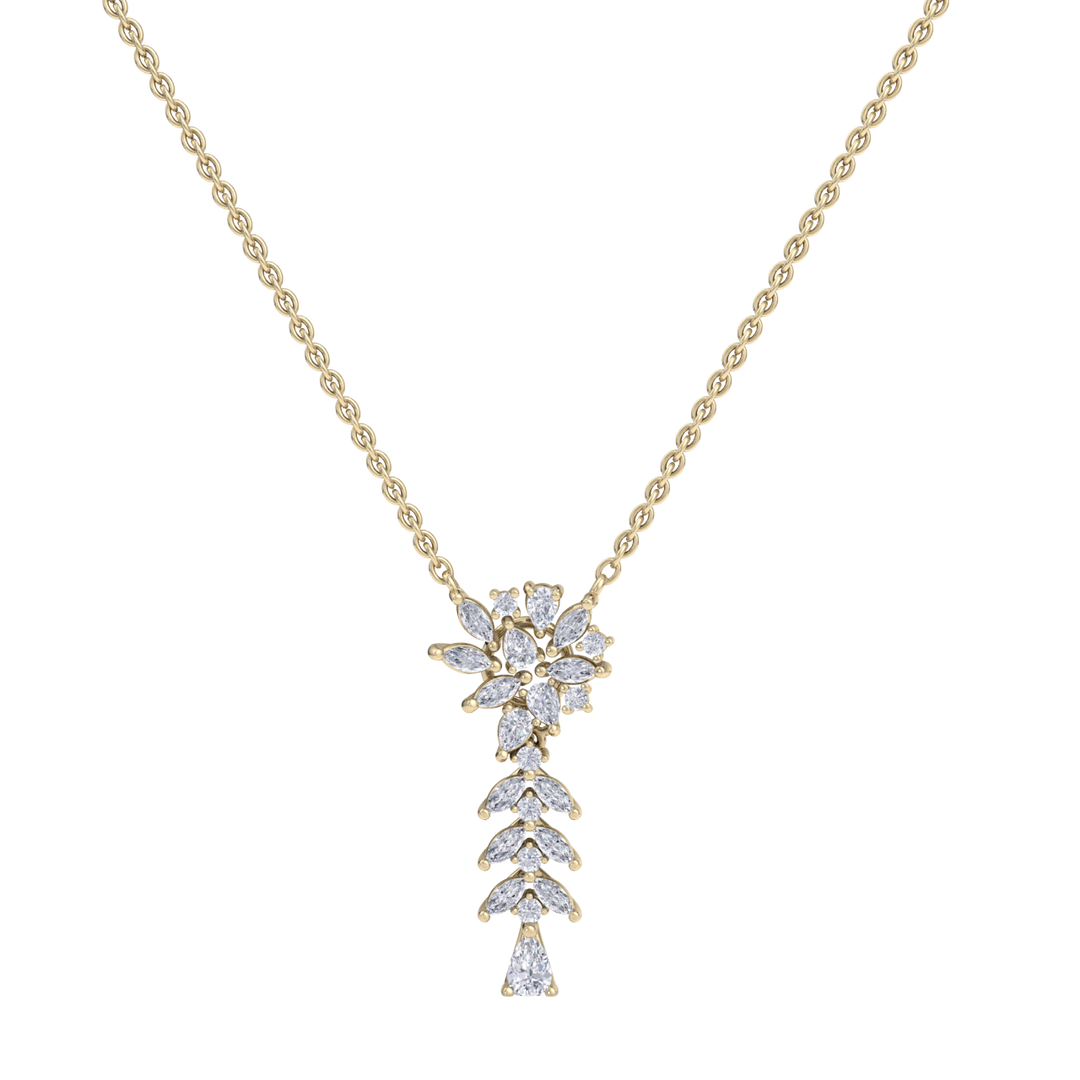 Flower necklace in yellow gold with white diamonds of 0.80 ct in weight
