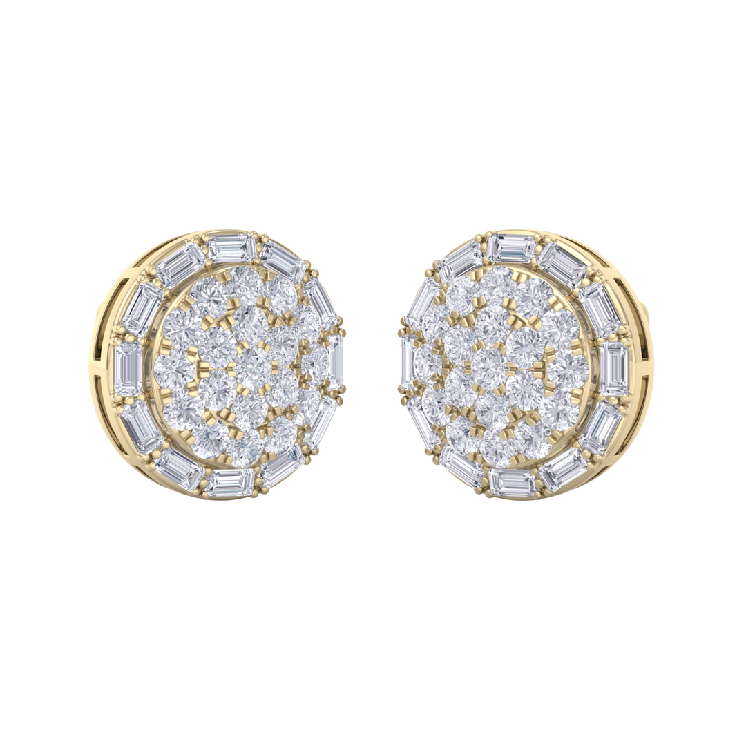 Round stud earrings in rose gold with white diamonds of 1.38 ct in weight