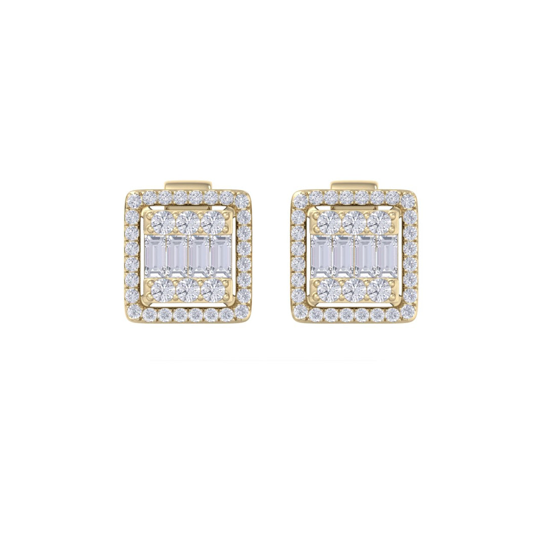 Beautiful Earrings in yellow gold with white diamonds of 0.65 ct in weight