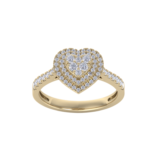Heart cluster diamond ring in yellow gold with white diamonds of 0.50 ct in weight