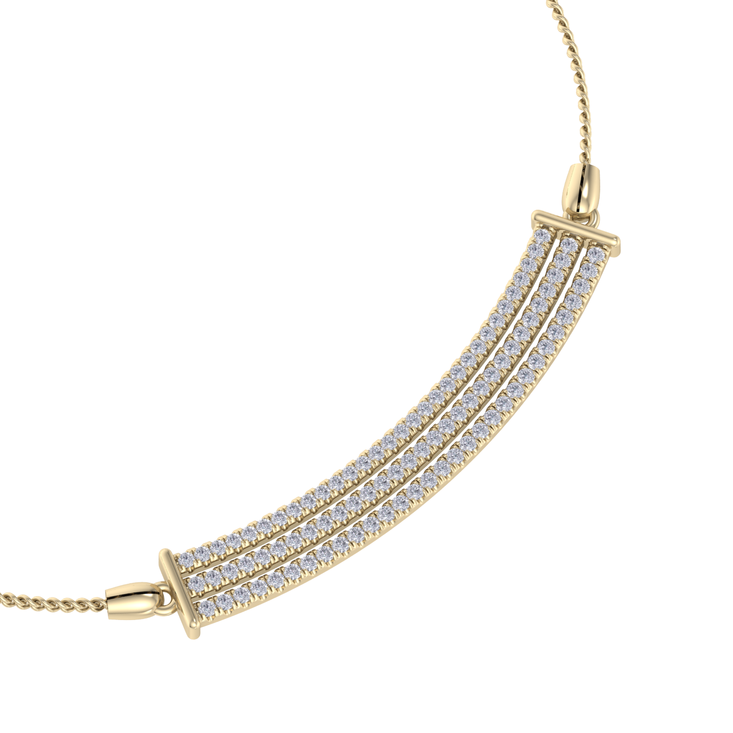 Diamond bar necklace in yellow gold with white diamonds of 0.93 ct in weight