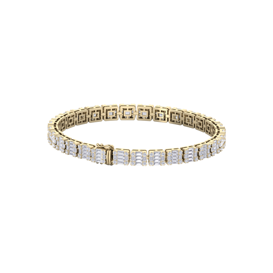 Baguette tennis bracelet in rose gold with white diamonds of 4.18 ct in weight