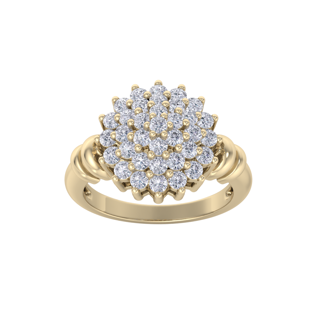 Beautiful ring in yellow gold with white diamonds of 1.05 ct in weight