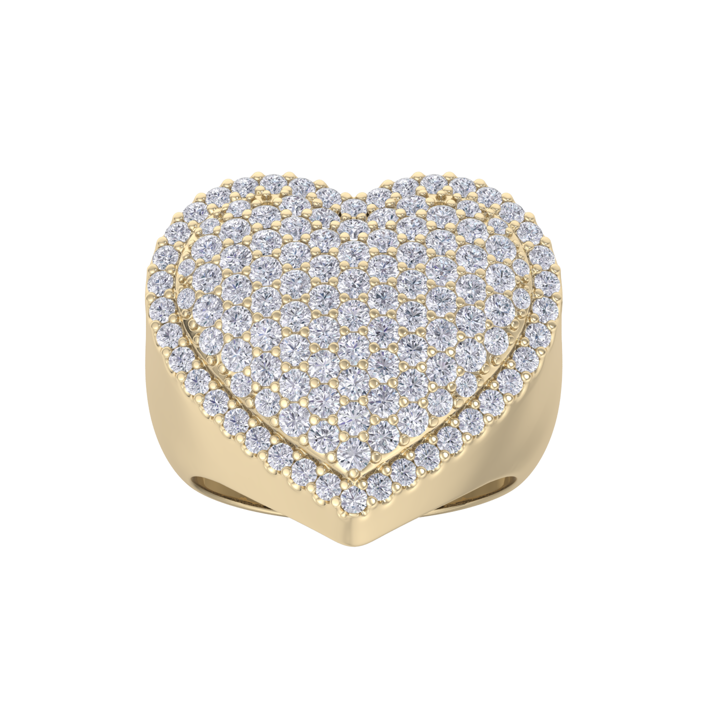 Heart diamond ring in yellow gold with white diamonds of 1.50 ct in weight