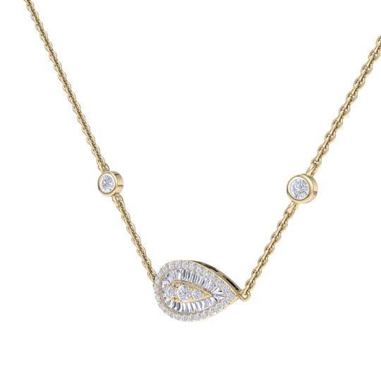 Pear shaped necklace in white gold with white diamonds of 1.04 ct in weight