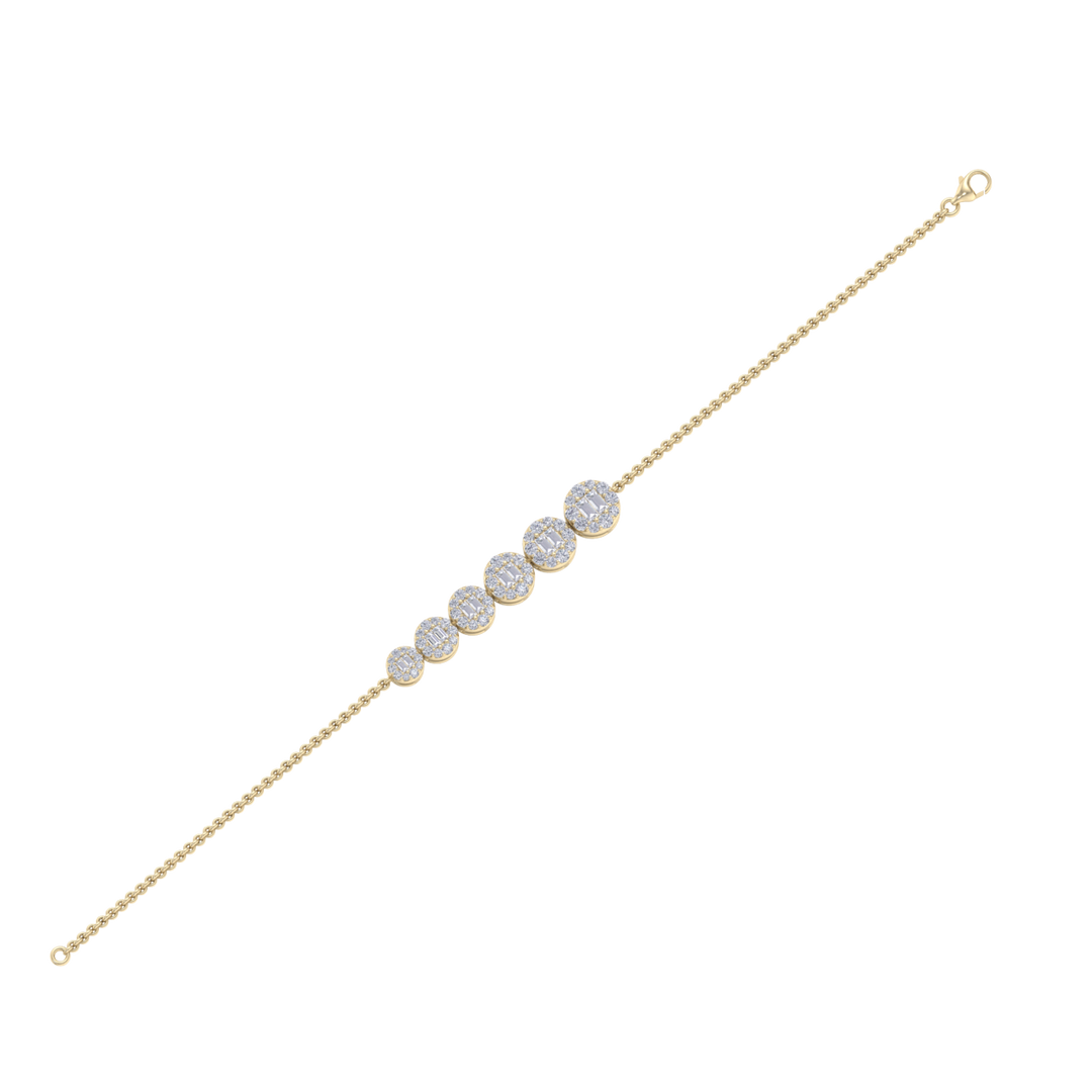 Stylish bracelet in yellow gold with white diamonds of 0.72 ct in weight 