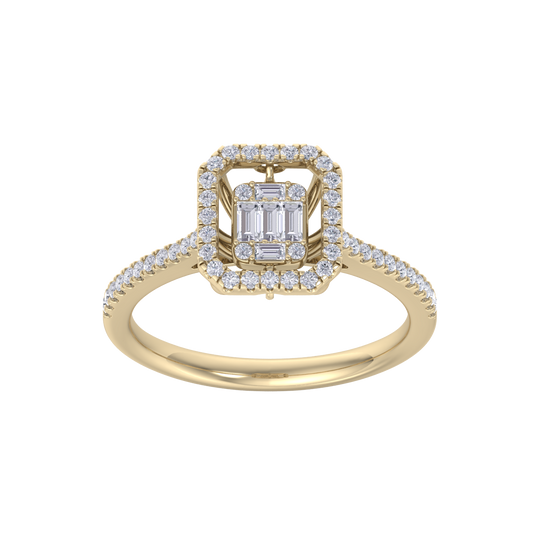 Square diamond ring in white gold with white diamonds of 0.45 ct in weight