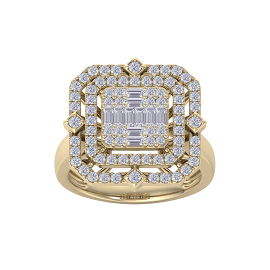 Grande square diamond ring in white gold with white diamonds of 1.36 ct in weight