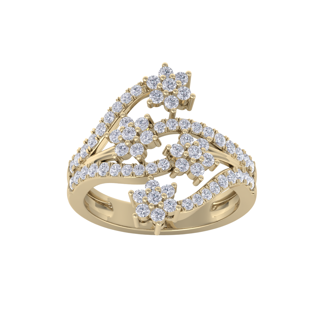 Diamond ring in yellow gold with white diamonds of 0.90 ct in weight