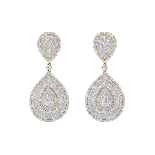 Diamond chandelier earrings in white gold with white diamonds of 8.15 ct in weight