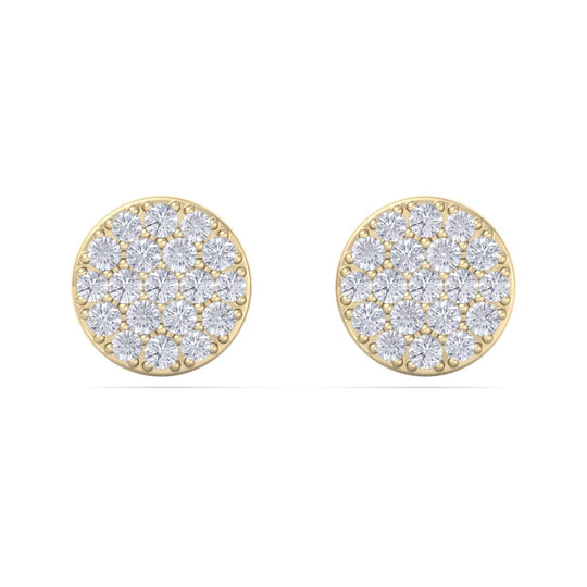 Classic round stud earrings in rose gold with white diamonds of 0.26 ct in weight