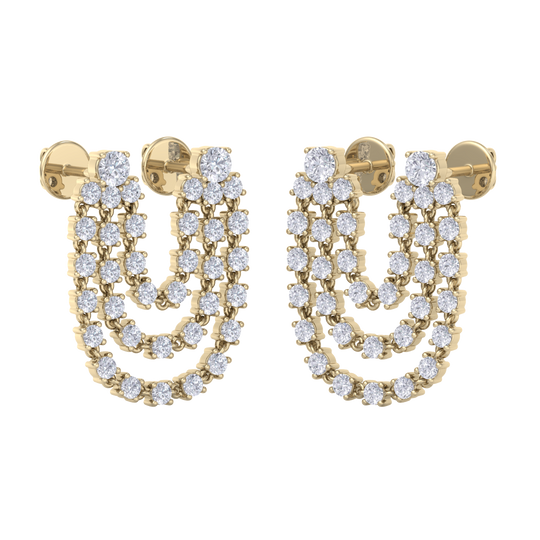 Duo diamond earrings in yellow gold with white diamonds of 2.44 ct in weight