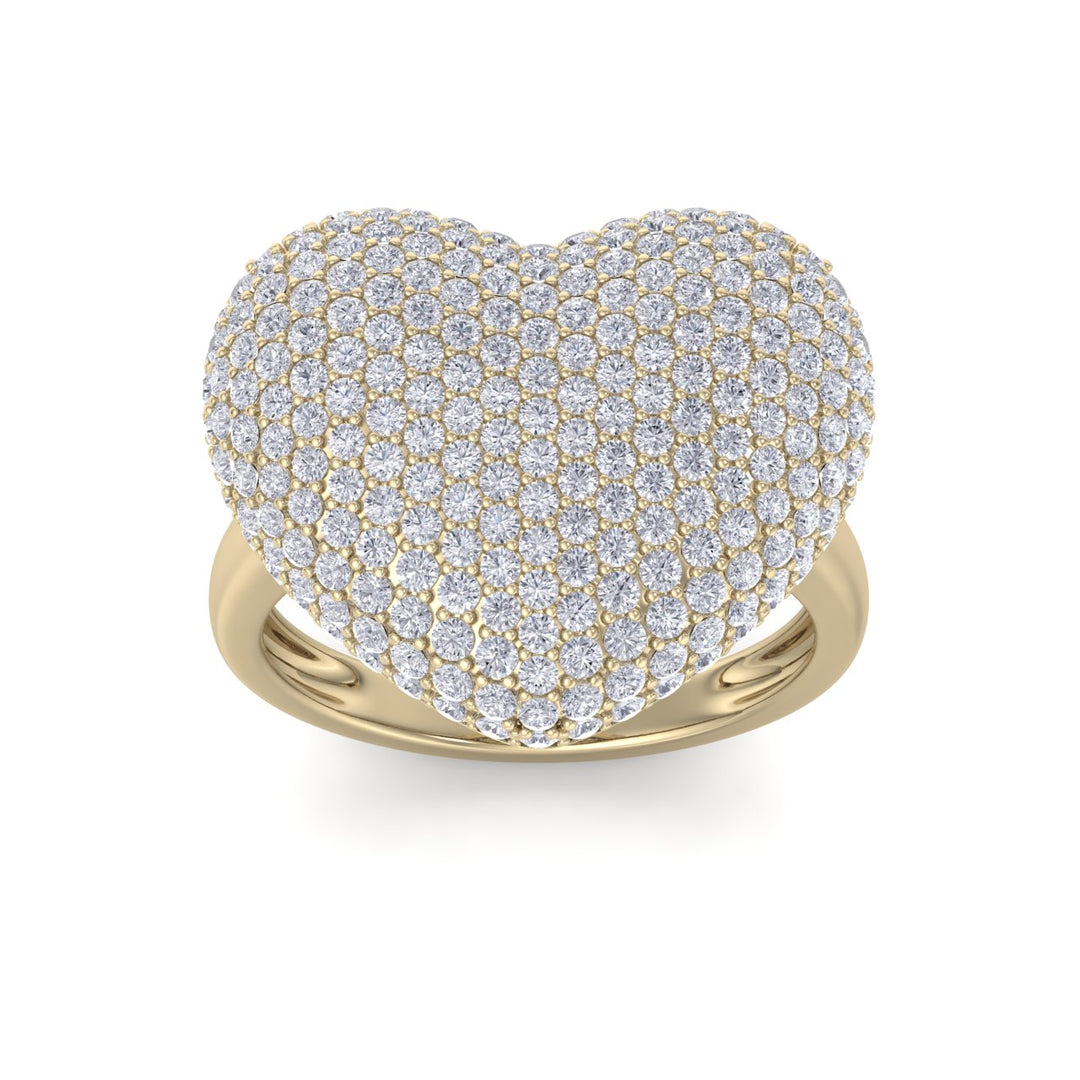 Beautiful Happy Heart Diamond ring in yellow gold with white diamonds of 2.45 ct in weight
