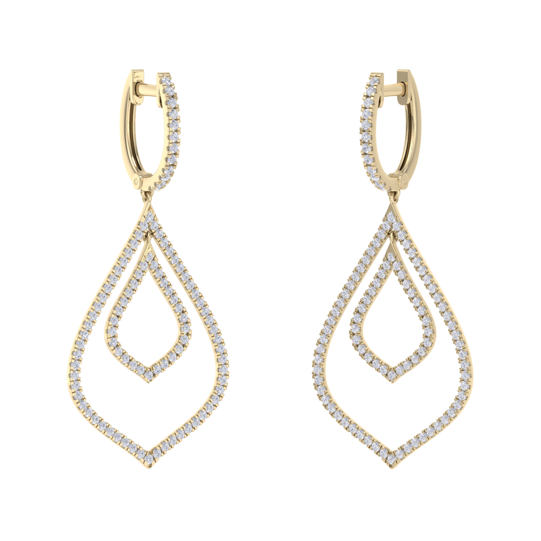 Chandelier earrings in white gold with white diamonds of 1.79 ct in weight