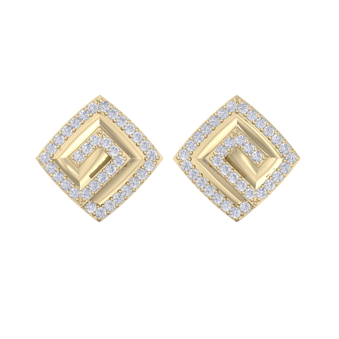 Square diamond earrings in yellow gold with white diamonds of 0.58 ct in weight