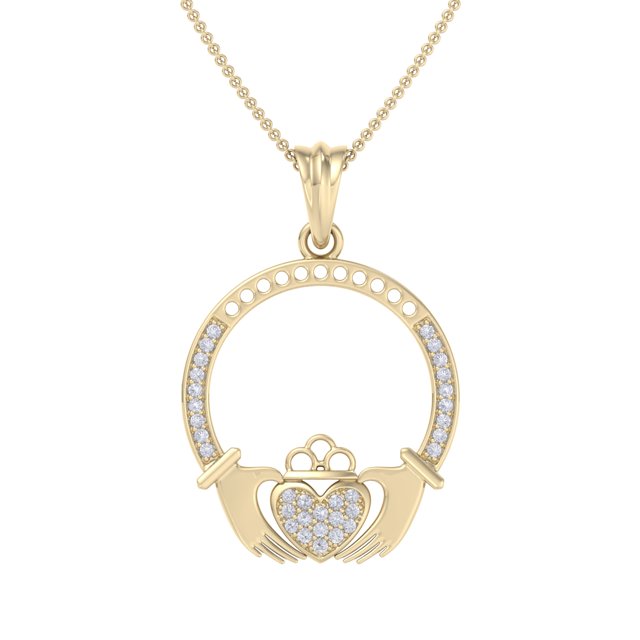 Love pendant in yellow gold with white diamonds in yellow gold with white diamonds of 0.19 ct in weight