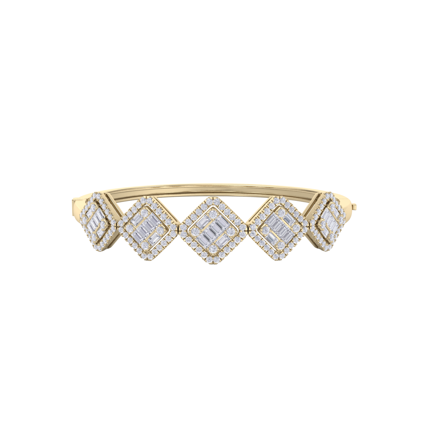 Diamond bangle in yellow gold with white diamonds of 2.78 ct in weight