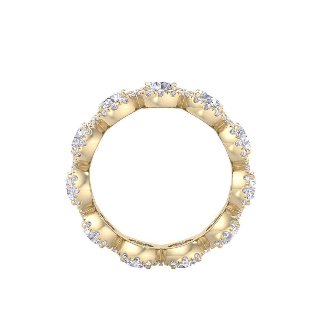 Eternity ring in yellow gold with white diamonds of 3.45 ct in weight