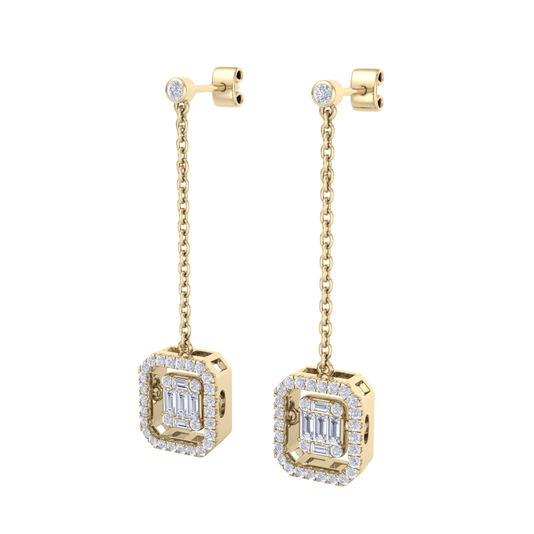 Diamond drop earrings in yellow gold with white diamonds of 0.69 ct in weight
