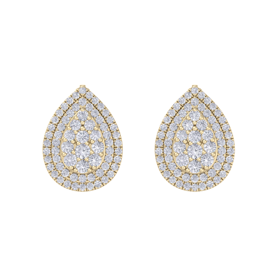 3 in 1 earrings in yellow gold with white diamonds of 0.85 ct in weight